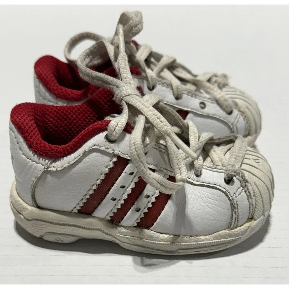 ADIDAS SUPERSTAR adiFIT - Vintage Red & White Rubber Toe Shoes - Toddler Size 4K